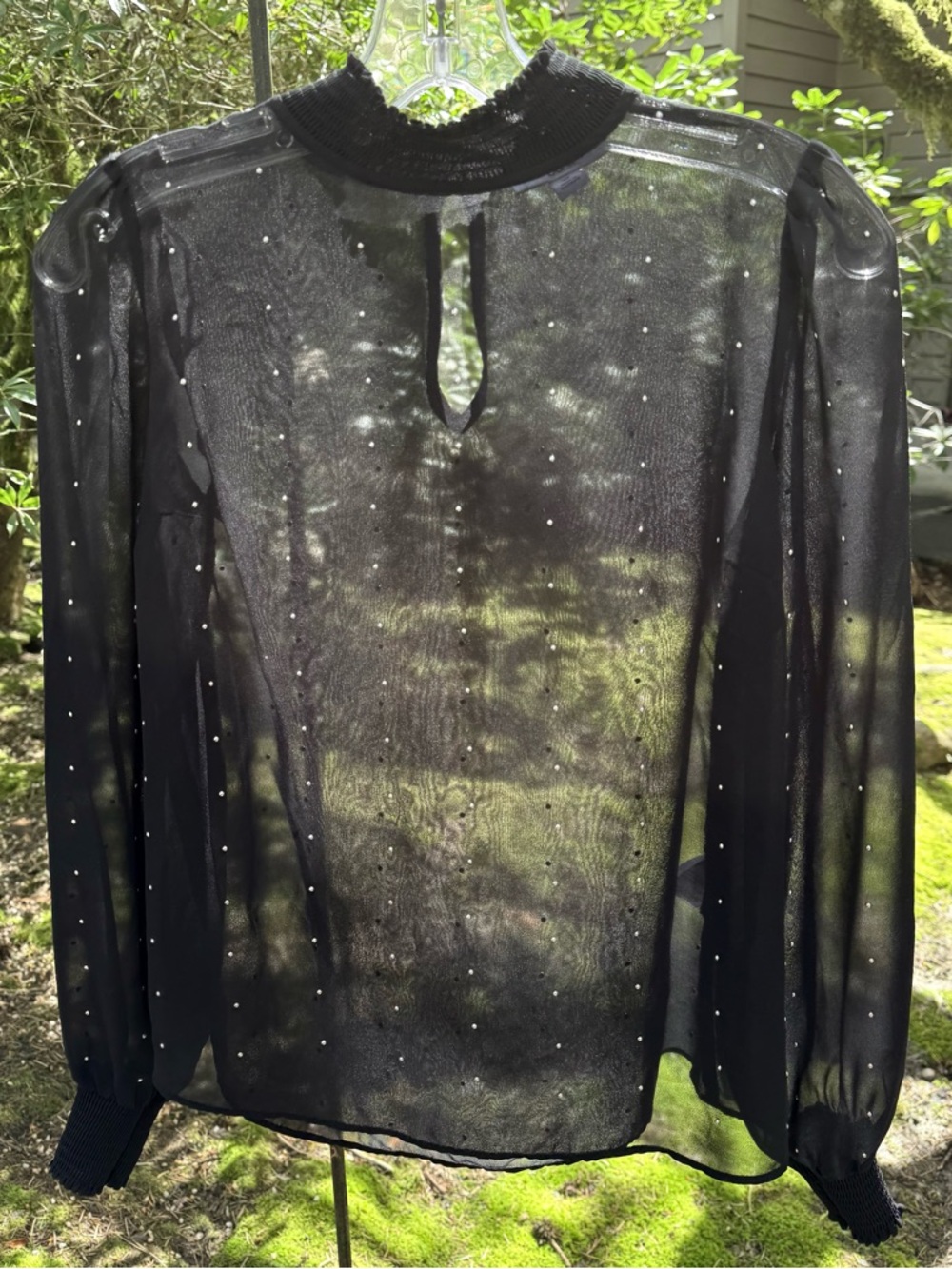 Bar III Sheer Black Textured Blouse • XS • Elegant Party Top
